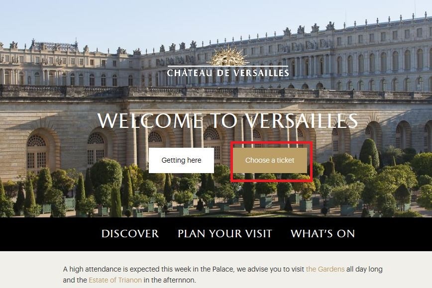 ヴェルサイユ宮殿公式サイトからのチケット予約手順