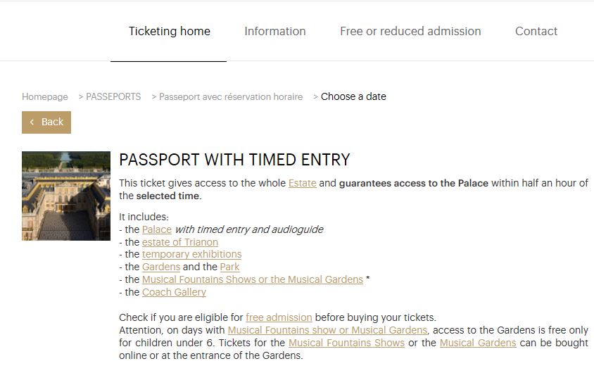 ヴェルサイユ宮殿公式サイトからのチケット予約手順